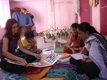 Guests commissioning saris