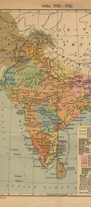 Map of India 1700-1792